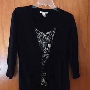 Classic WHBM Black Sweater with attached Cami (M)